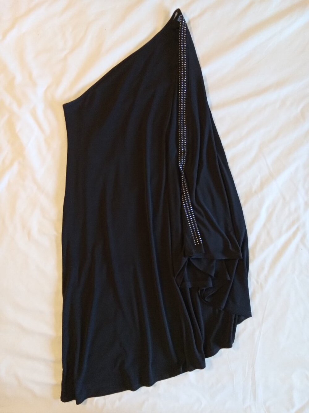 Women's Allen B. one shoulder studded dress, black, medium,